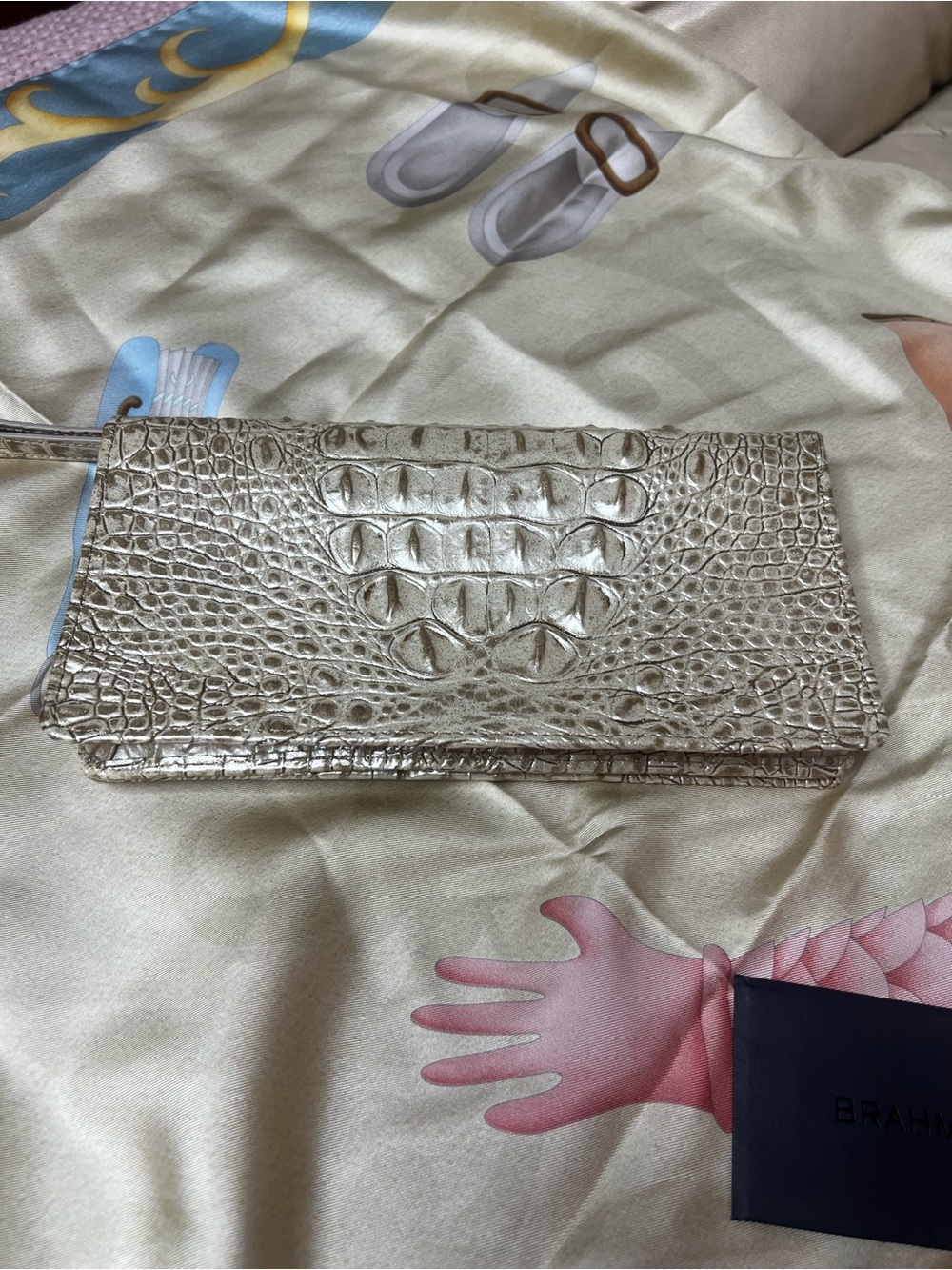 Brahmin AnnMarie Stardust Metallic CrocEmbossed Convertible Travel Wallet Clutch - Picture 7 of 10